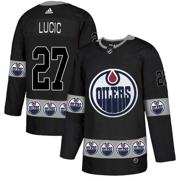 Men Edmonton Oilers #27 Lucic Black Adidas Fashion NHL Jersey